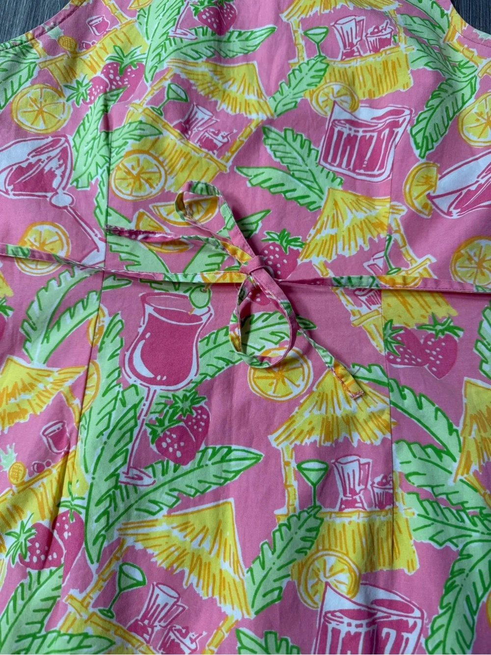 Lilly Pulitzer Pink Cocktail Tiki Print Sleeveless Shirt Dress 4 Cotton Preppy - Picture 9 of 11